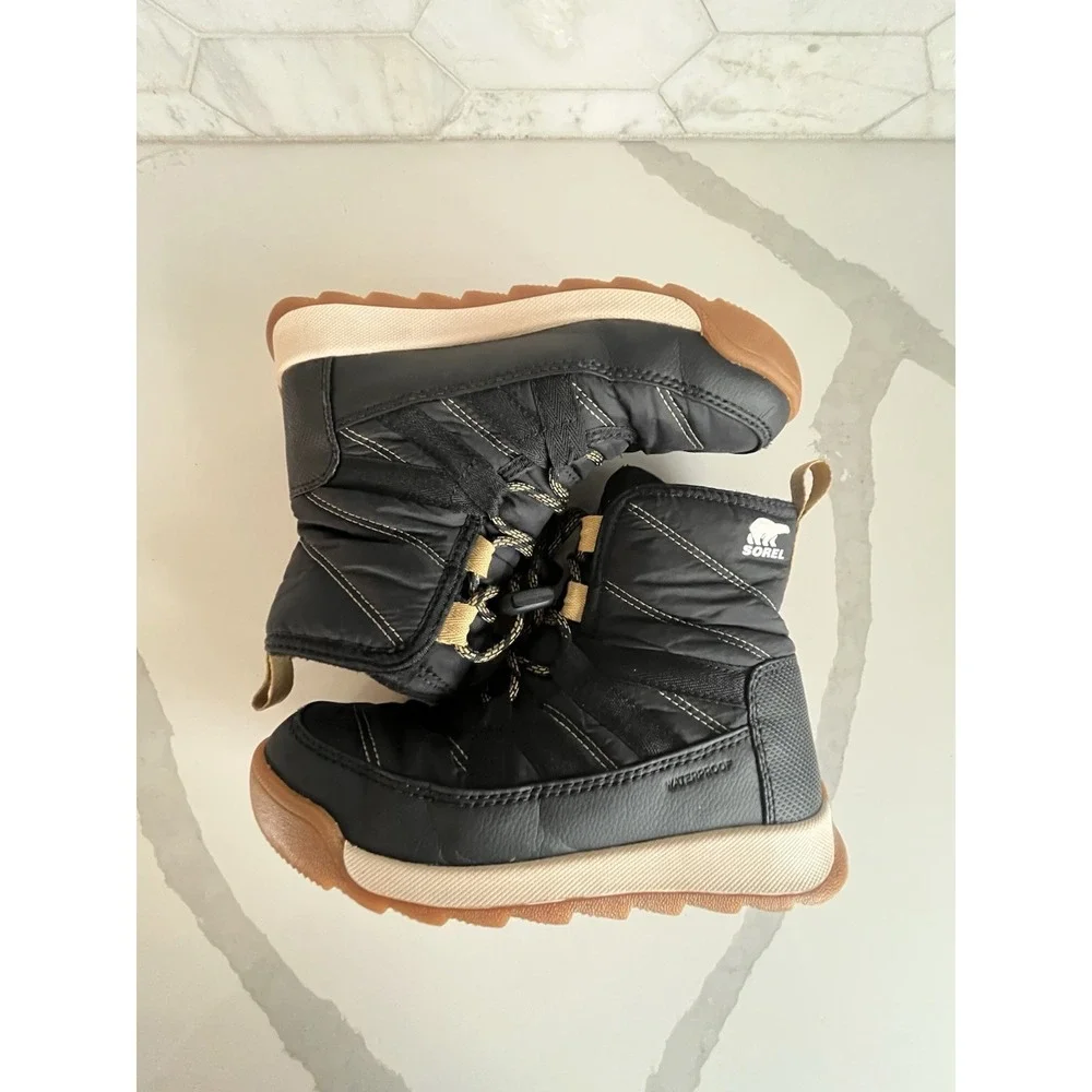 Sorel Youth Whitney II‎ Short Lace Boots Black Snow Winter Little Kids Baby sz 1